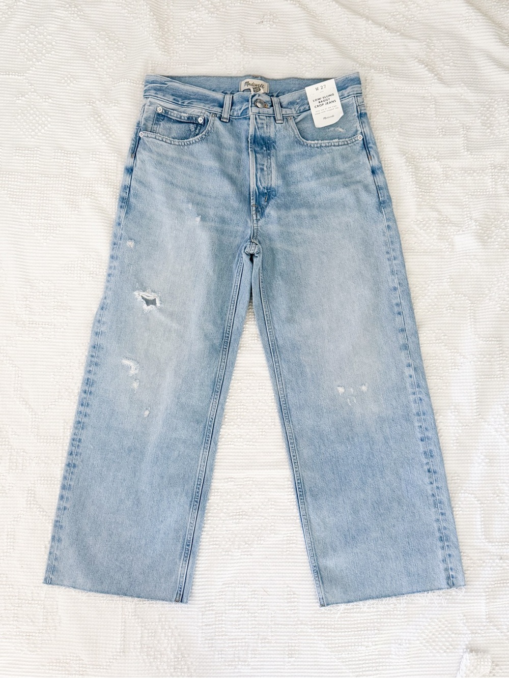 Madewell NWT Low Slung Baggy Crop Jeans size 27 Foster Wash NV389